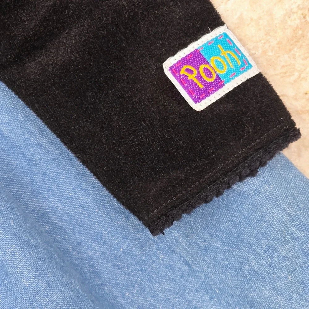 Vintage Disney Winnie the Pooh Black Velour Denim Skirt Dress 18M Long Sleeve
